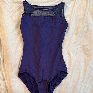 Navy Blue Mesh Tank Leotard